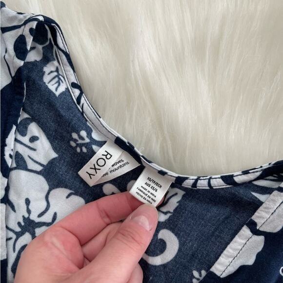 New Roxy Ocean Echo Navy Tropical Floral Button Down Maxi Dress - Picture 6 of 7